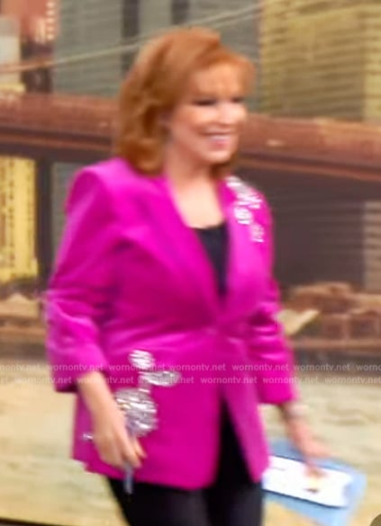 Joy’s pink velvet embellished blazer on The View