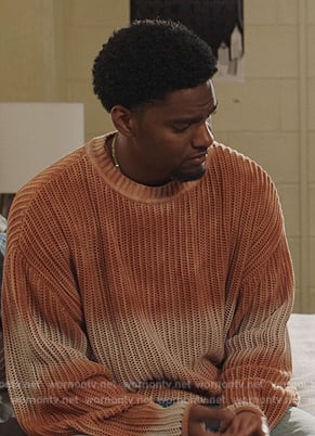 JR’s orange tie dye knit sweater on All American Homecoming