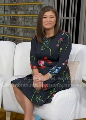 Juju Chang’s black floral dress on Good Morning America