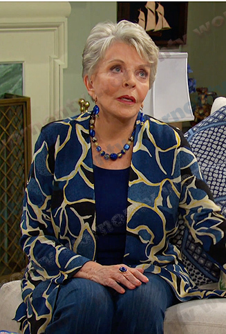 Julie’s blue floral cardigan on Days of our Lives