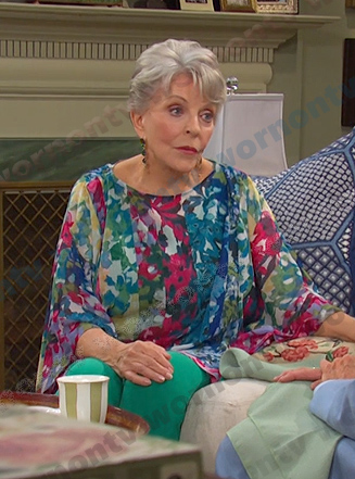 Julie’s multicolor floral print blouse on Days of our Lives