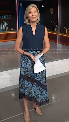 Kate’s blue floral lace inset skirt on NBC News Daily