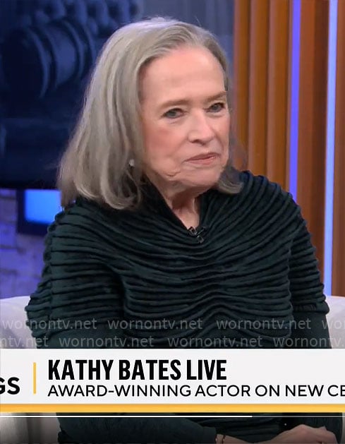 Kathy Bates’ dark teal ruched top on CBS Mornings