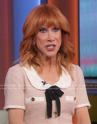 Kathy Griffin’s pink collared tie neck dress on Good Morning America