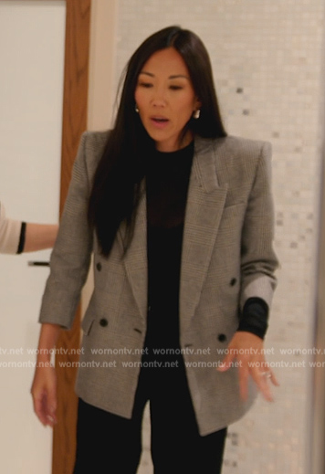 Katie’s gray plaid blazer on The Real Housewives of Orange County