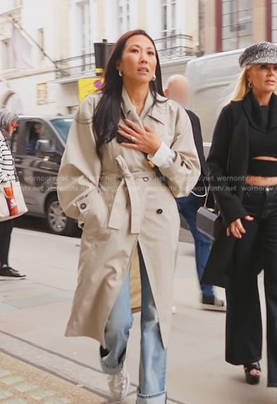 Katie’s beige trench coat on The Real Housewives of Orange County