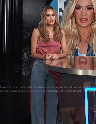 Keltie’s pink strapless asymmetric top on E! News