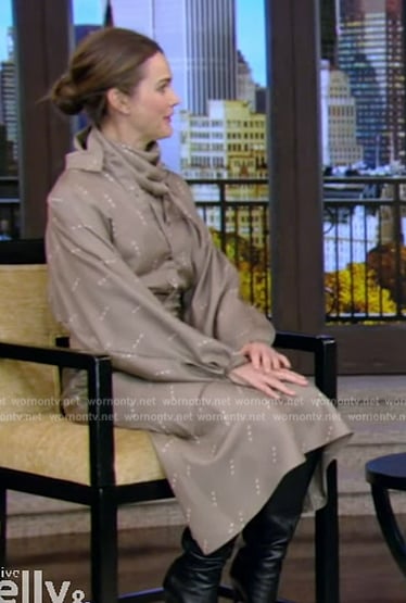 Keri Russell’s printed top and skirt on Live with Kelly and Mark