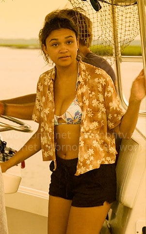 Kiara’s printed bikini on Outer Banks