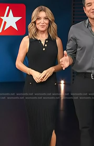 Kit’s black sleeveless button front dress on Access Hollywood