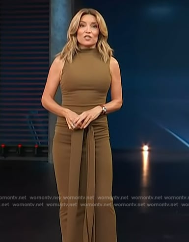 Kit’s brown tie waist dress on Access Hollywood