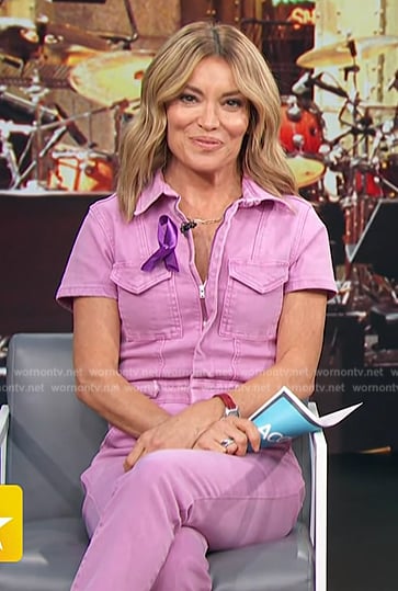Kit’s pink denim jumpsuit on Access Hollywood