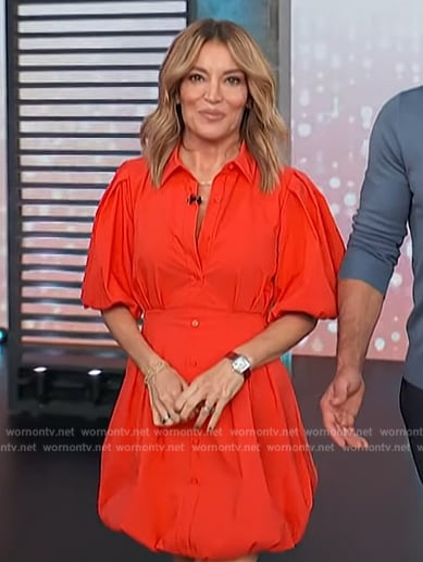 Kit’s red button down mini dress on Access Hollywood