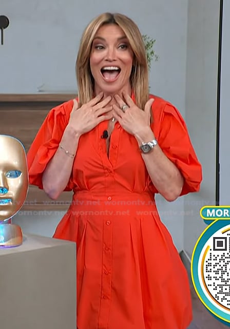 Kit’s red button down mini dress on Access Hollywood