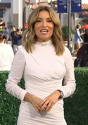 Kit’s white gathered front dress on Access Hollywood