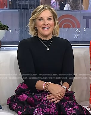 Kristen Dahlgren’s black top and floral skirt on Today