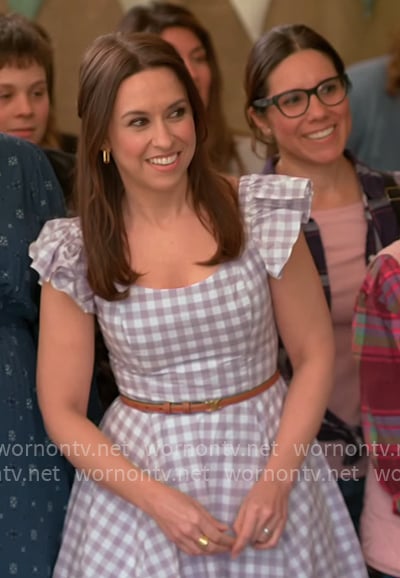Lacey Chabert’s gingham check dress on Celebrations with Lacey Chabert