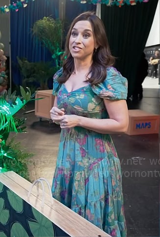 Lacey Chabert’s green floral maxi dress on Celebrations with Lacey Chabert