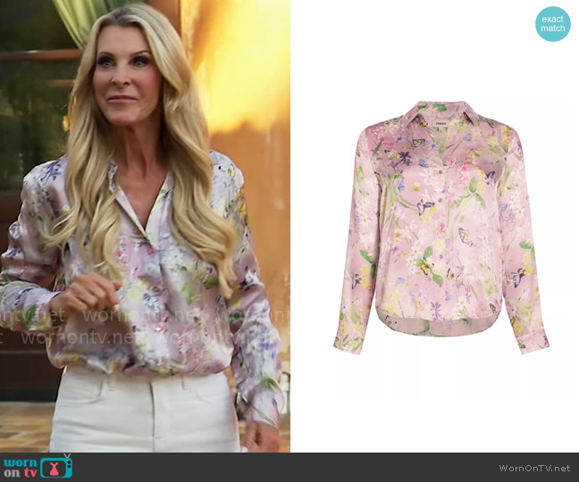 L'Agence Tyler Blouse in Lilac Snow Butterfly worn by Joan Vassos on The Golden Bachelorette