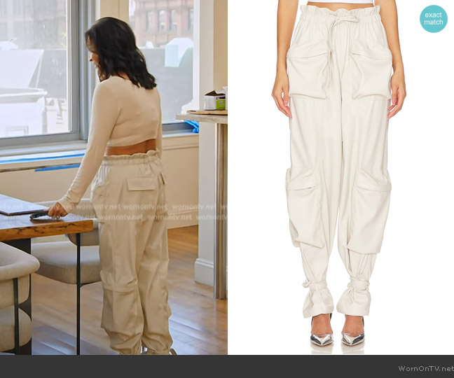 LaMarque Braxton Faux-Leather Tie-Waist Pull-On Pants worn by Jessel Taank on The Real Housewives of New York City