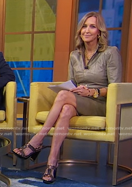 Lara’s brown python heel sandals on Good Morning America