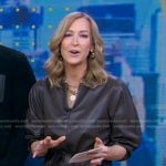 Lara’s brown tie waist leather top on Good Morning America