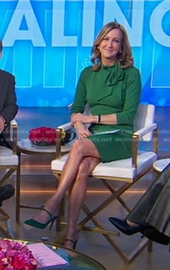 Lara’s green satin mules on Good Morning America