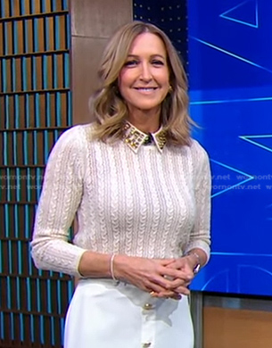 Lara’s ivory embellished collar sweater on Good Morning America