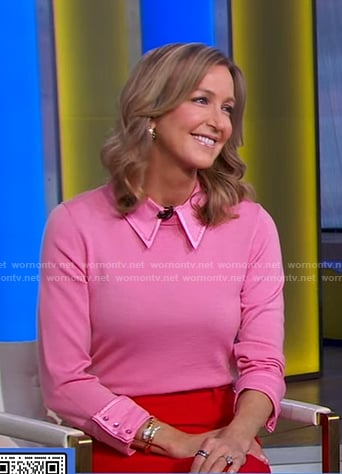 Lara’s pink collared sweater on Good Morning America
