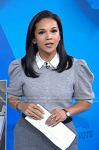 Laura’s grey ruched puff sleeve sweater on Today