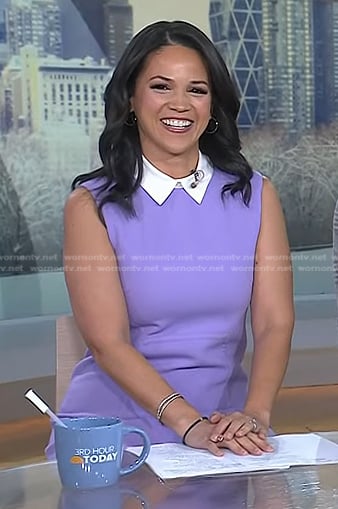 Laura Jarrett’s purple sleeveless sheath dress on Today