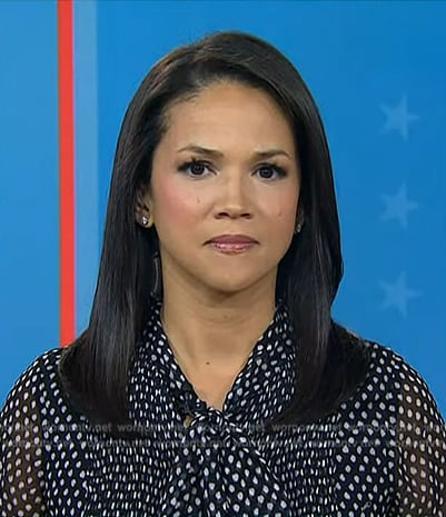 Laura’s black polka dot tie neck blouse on Today