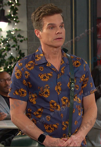 Leo’s blue floral short sleeve shirt on Days of our Lives