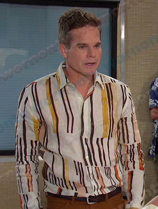 Leo’s white stripe shirt on Days of our Lives