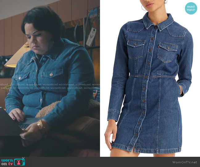 Levi's Flynn Western Cotton Denim Dress worn by Megan (Melanie Field) on American Horror Stories