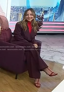 Lilliana Vazquez’s red turtleneck top and burgundy suit on Today