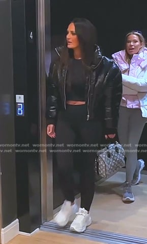 Lisa’s black cropped puffer jacket on The Real Housewives of Salt Lake City