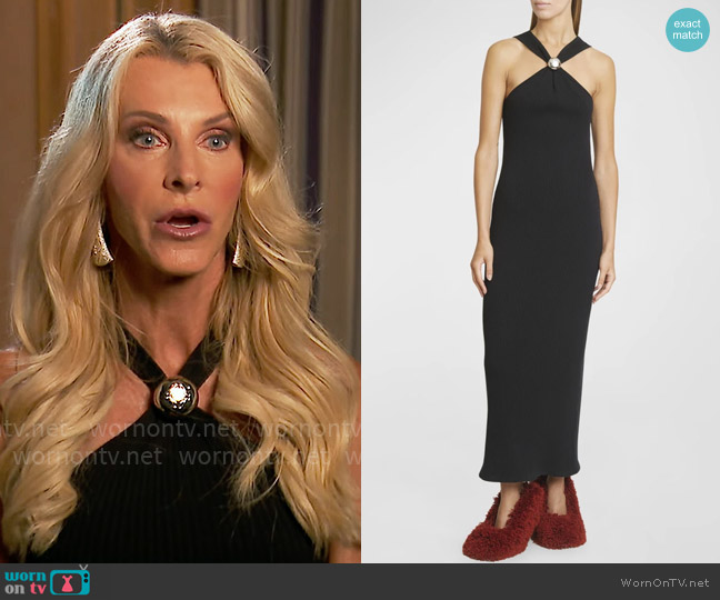 Loewe Ribbed Halter Dress with Anagram Detail worn by Joan Vassos on The Golden Bachelorette