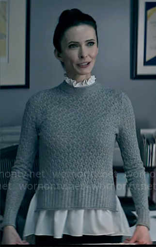 Lois’s grey sweater with ruffle neck on Superman and Lois