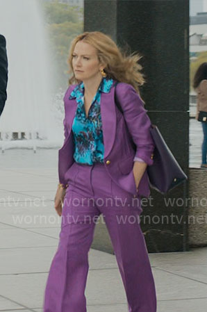 Lorna’s purple suit and blue printed blouse on The Lincoln Lawyer