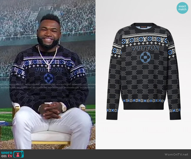 Louis Vuitton Jacquard Wool Pullover worn by David Ortiz on Good Morning America