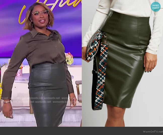 Luly Yang Morpho Vegan Leather Skirt - Olivine worn by Jennifer Hudson on The Jennifer Hudson Show