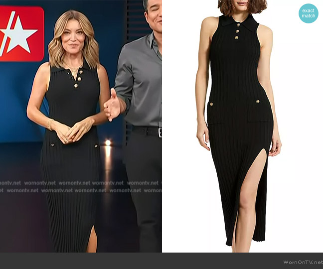 Mac Duggal Rib-Knit Sleeveless Midi Dress worn by Kit Hoover on Access Hollywood