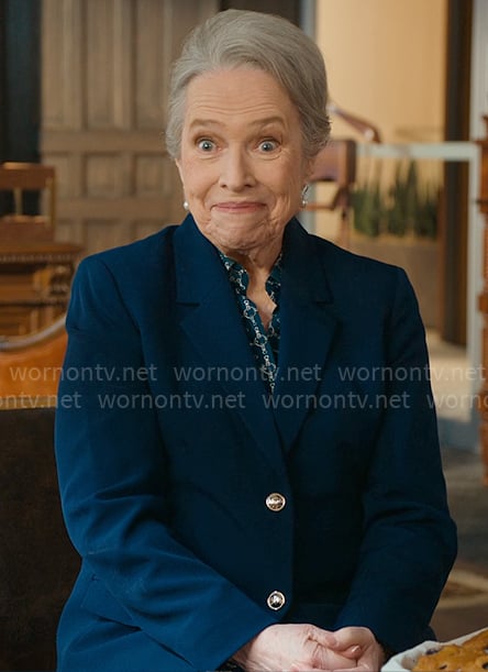 Madeline’s navy blazer with gold buttons on Matlock