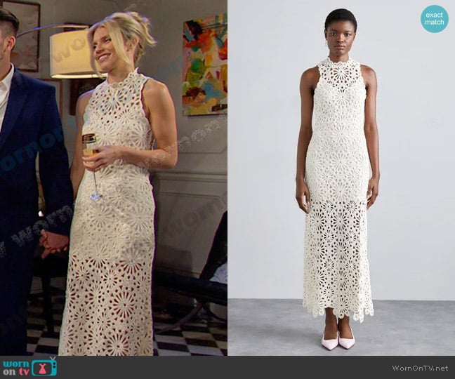 Maje Beaded Crochet Maxi Dress worn by Catherina Greene (AnnaLynne McCord) on Days of our Lives
