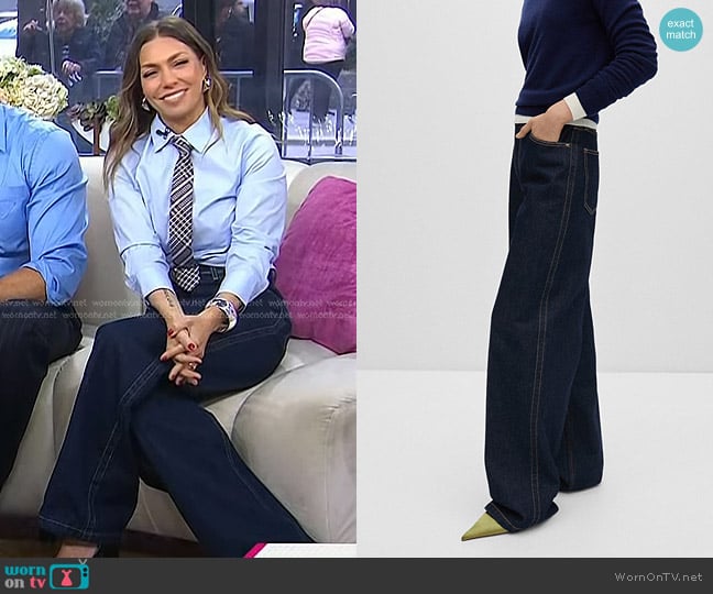 Mango High-waist Wideleg Jeans in Open Blue worn by Melissa Garcia on Today