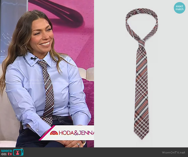 Mango Narrow Check Tie in Brown worn by Melissa Garcia on Today