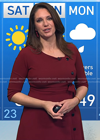 Maria’s burgundy button detail dress on Today