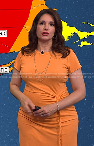 Maria’s orange ruched drawstring dress on Today