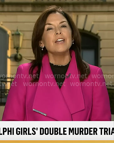 Meg Oliver’s pink coat on CBS Mornings